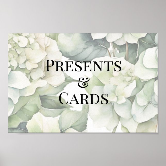 Elegant, vit grönt, blommigt bröllop poster (Framsidan)