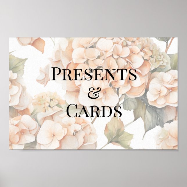 Elegant vit grönt orange med vattenfärgsfärg blomm poster (Framsidan)