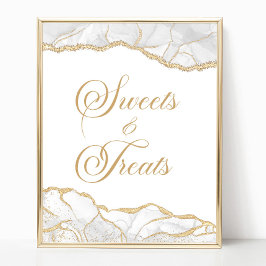 Elegant vit guld Agate Godsaker och gods-skylt Poster