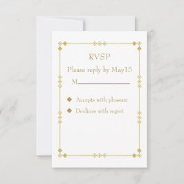 Elegant Vit & Guld Art Deco RSVS OSA Kort