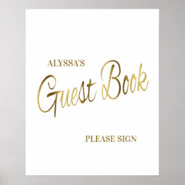 Elegant vit guld baby shower-gästbok poster