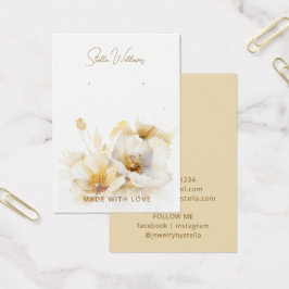 Elegant Vit Guld Blombildningskort Visning Visitkort