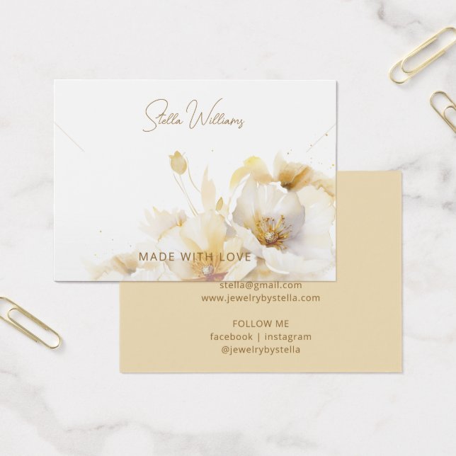 Elegant vit guld blomma halsband visningskort visitkort (Kontor)