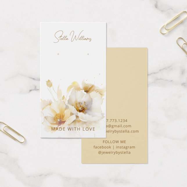 Elegant vit guld blomma örhänge displaykort visitkort (Kontor)