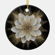 Elegant vit & guld blommig ornament
