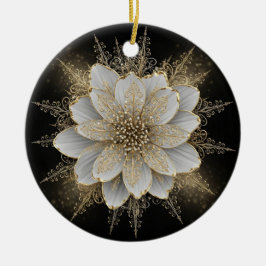 Elegant vit & guld blommig ornament