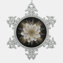 Elegant vit & guld blommig ornament