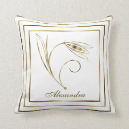 Elegant, vit guld blommigt, minimalistisk guld ram kudde