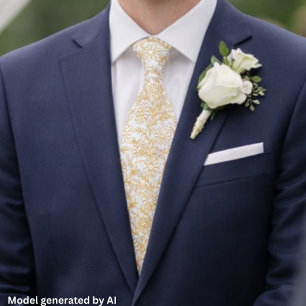 Elegant vit guld blommönster slips