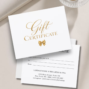Elegant vit guld bow presentcertifikat