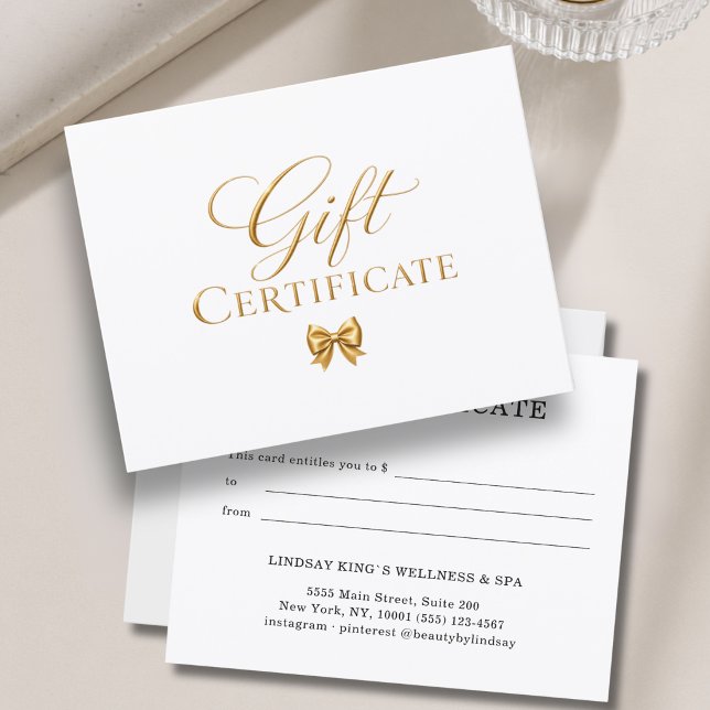 Elegant vit guld bow presentcertifikat (Elegant White Gold Bow Gift Certificate)