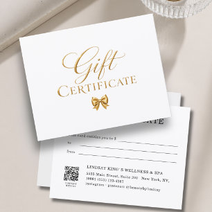 Elegant vit guld bow presentcertifikat
