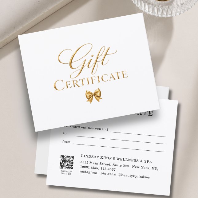 Elegant vit guld bow presentcertifikat (Elegant White Gold Bow Gift Certificate)