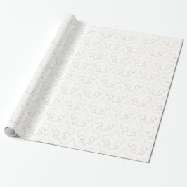 Elegant vit & Guld Fleur De Lis Wrapping papper Presentpapper