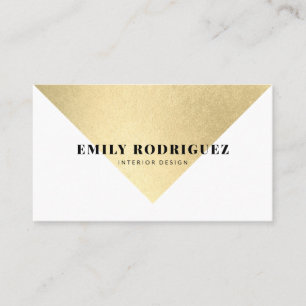 Elegant vit guld-folie färg-block minimalist visitkort