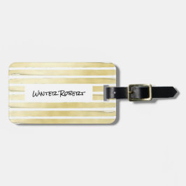 Elegant vit guld-folie strimlad bagagebricka