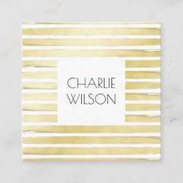 Elegant vit guld-folie strimlad med ram fyrkantigt visitkort