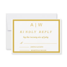 Elegant vit guld minimal bröllops-RSVP-kort
