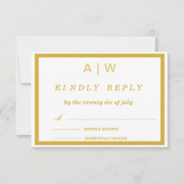 Elegant vit guld minimal bröllops-RSVP-kort OSA Kort