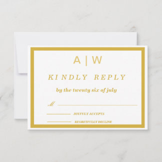 Elegant vit guld minimal bröllops-RSVP-kort OSA Kort