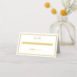 Elegant vit guld minimal wedding platskort placeringskort
