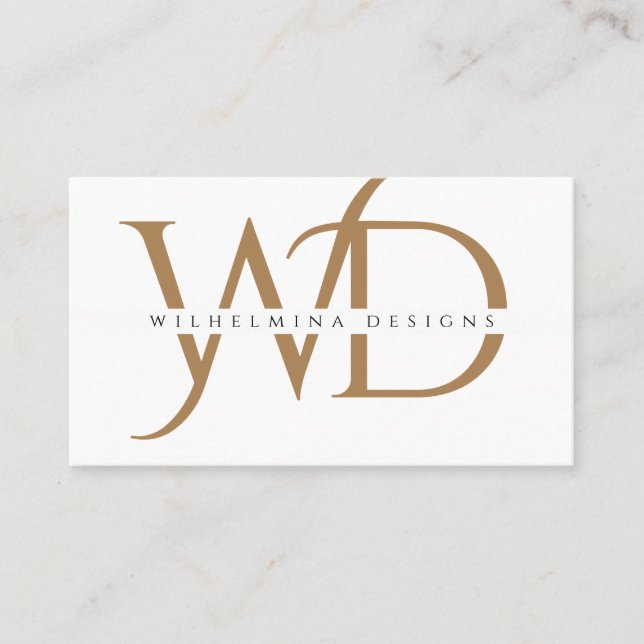 Elegant Vit Guld-monogram Luxurit typografi  Visitkort (Framsida)