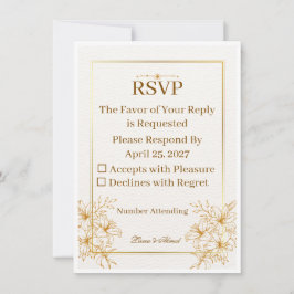Elegant vit guld RSVP bröllopskort | Lyx Mini