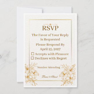 Elegant vit guld RSVP bröllopskort | Lyx Mini