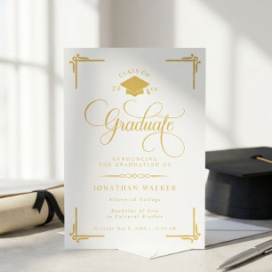 Elegant vit guld universitetsavgång meddelande