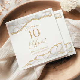 Elegant vit guldagate 10-årsjubileum fest pappersservett