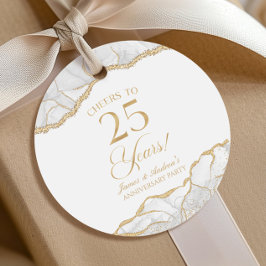 Elegant vit guldagate 25-årsjubileum fest gåvor etiketter