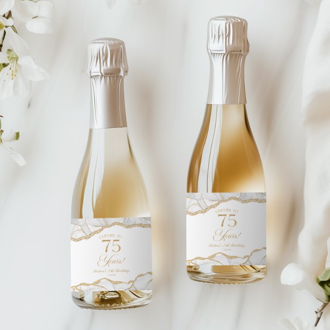 Elegant vit guldagate 75-års födelsedagsfest Mini (Skapare uppladdad)