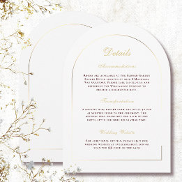 Elegant vit guldvalv mörkröd script detaljer inbjudningar