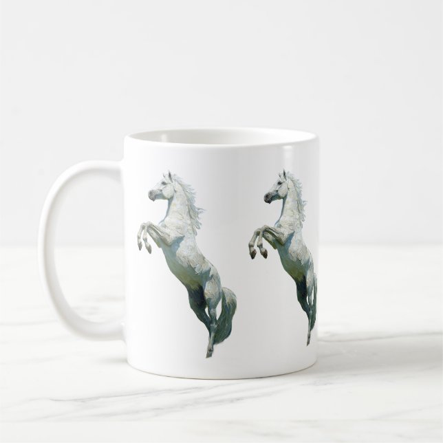 Elegant vit hästmugg kaffemugg (Vänster)