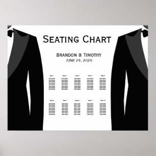 Elegant vit HBTQ-bröllops sittplatskarta Poster