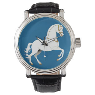 Elegant vit hingst Klassisk häst Lyx Art Armbandsur