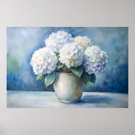 Elegant vit hortensia blomsterbukett poster