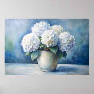 Elegant vit hortensia blomsterbukett poster