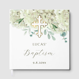 Elegant Vit Hydrangea Baptism Gästböcker