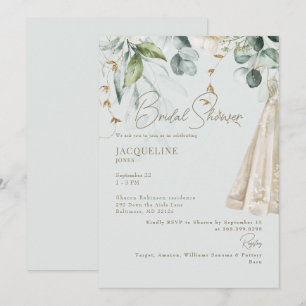 Elegant Vit Hydrangea Dress Sage Möhippa Inbjudningar