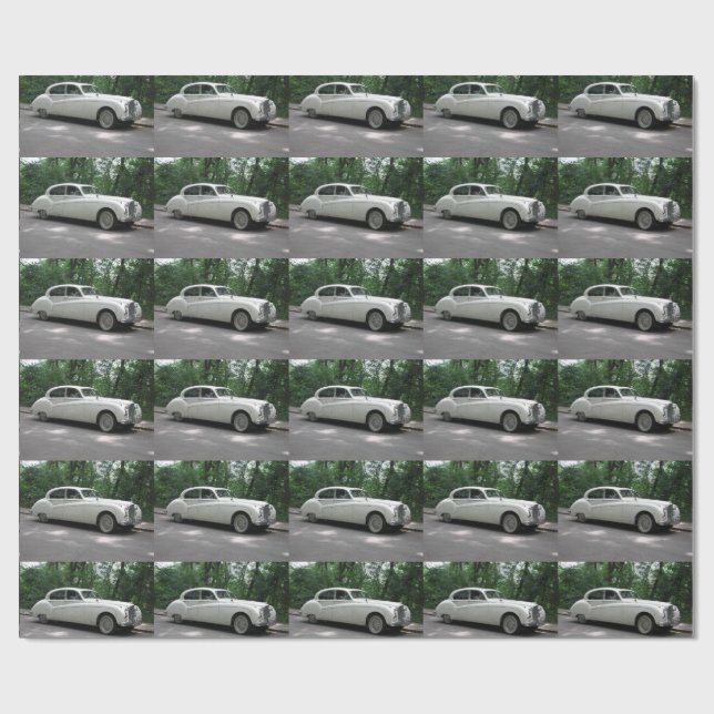 Elegant Vit Jaguar MK IX Presentpapper (Platt)