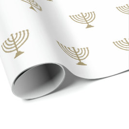 Elegant vit judisk menorah mönster modern guld presentpapper