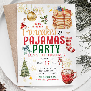 Elegant Vit jul Pancake Pajamas Birthday I Inbjudningar
