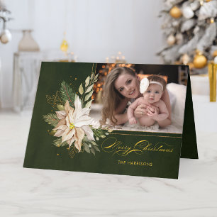 Elegant Vit julblommor - Kalligrafi - foto Helgkort