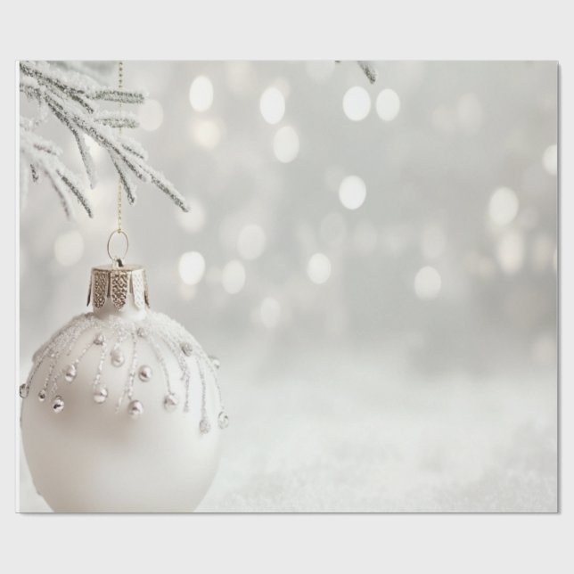 Elegant vit julgransprydnad  presentpapper (Platt)