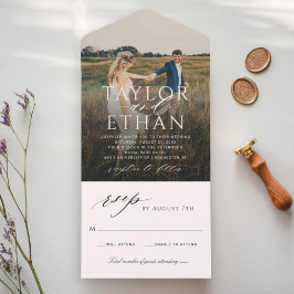 Elegant Vit Kalligrafi Foto Bröllop