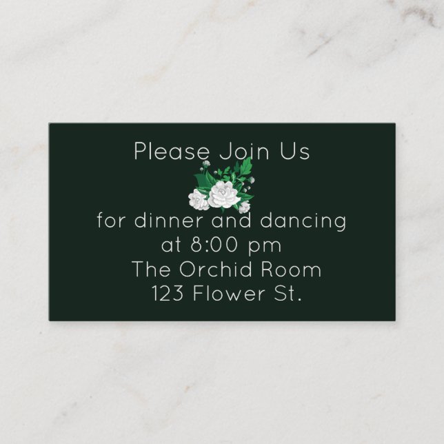 Elegant vit kamelia-mottagning tilläggskort (Framsida)