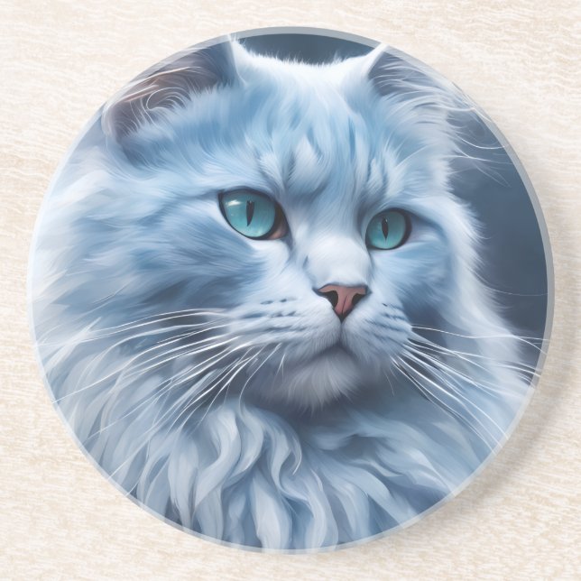 Elegant vit katt blå ögon konstnärlig telefonfodra underlägg (Framsidan)