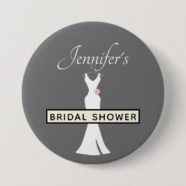 Elegant vit klänning på grå - Stilig bröllopsfest Knapp