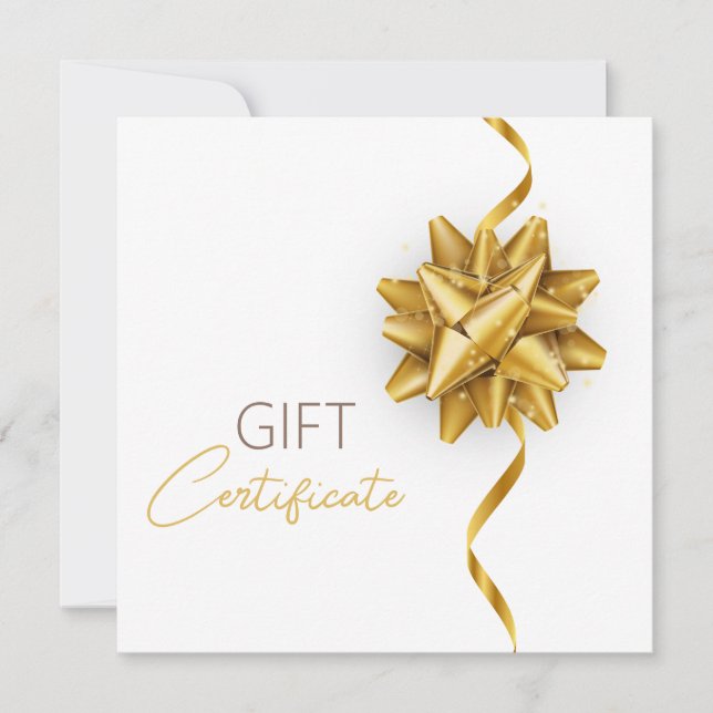 Elegant Vit klass Luminous Guld Bow Gift Card (Framsida)
